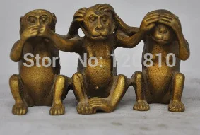 

Exquisite Handwork Copper Engraved Monkey Brothers Statue