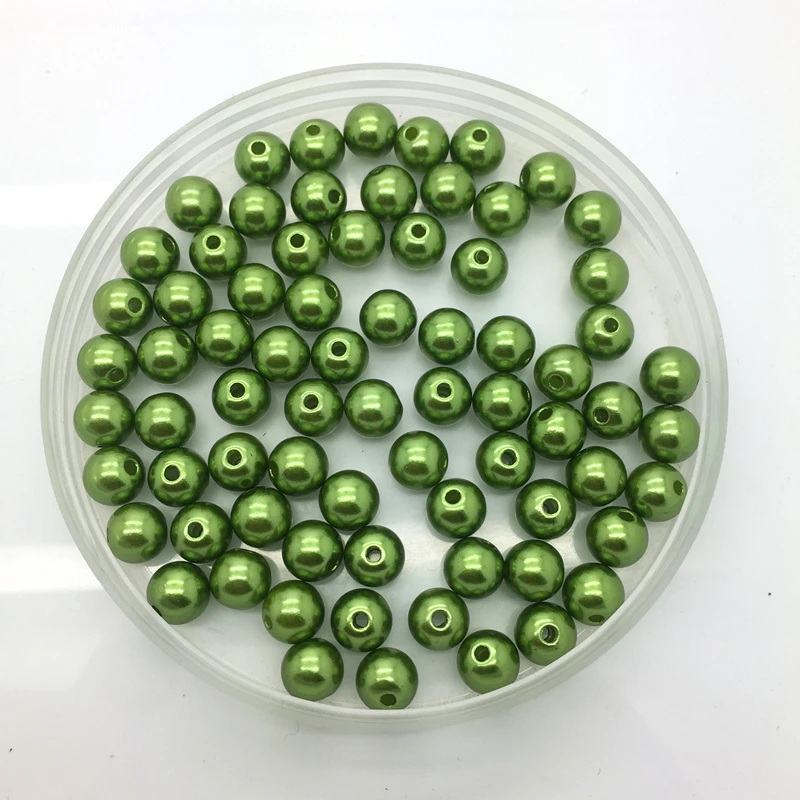 4/6/8/10mm Green Acrylic Pearl Round Spacer Loose Beads fashion Jewelry