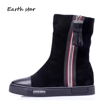 

botas mujer Casual Shoes Women Fashion Brand Warm Martin Boots Lady chaussure Winter New Female footware With Fur Mid Calf Boots
