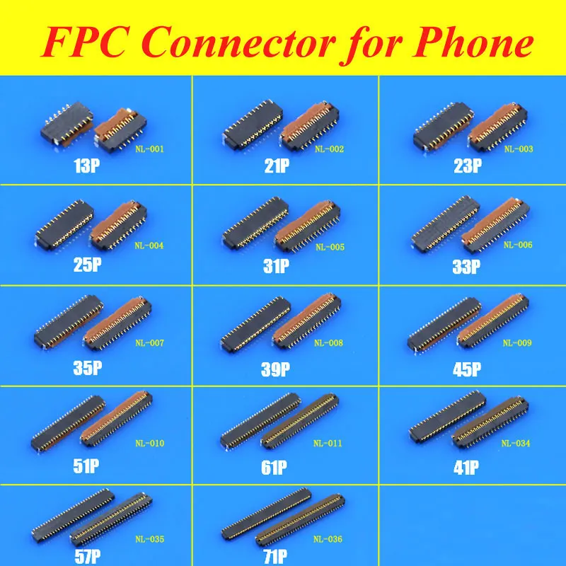 

1Piece FPC connector socket 13-71pin LCD display screen Connector Port on mainboard Repair Replacement Part,23pin 39pin