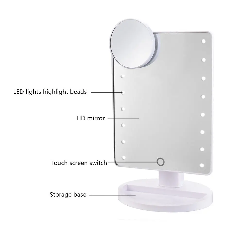 Mirkray 16 светодиодный загорелась сделать зеркало косметическое Сенсорный экран косметическое зеркало настольная лампа Make Up Tool - Цвет: HG-GX-317