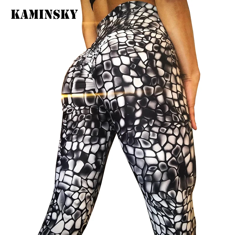 

Kaminsky Sexy Push Up Leggings For Women Athleisure Cobblestone Printed Pants Leggins Female Workout High Waist Leggings