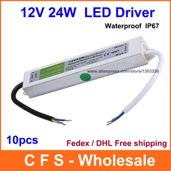 

10pcs DC Led Driver 12V 24W Waterproof Electronic LED CCTV Driver Transformer, 12V 2A Power Supply Fedex / DHL Free Shipping
