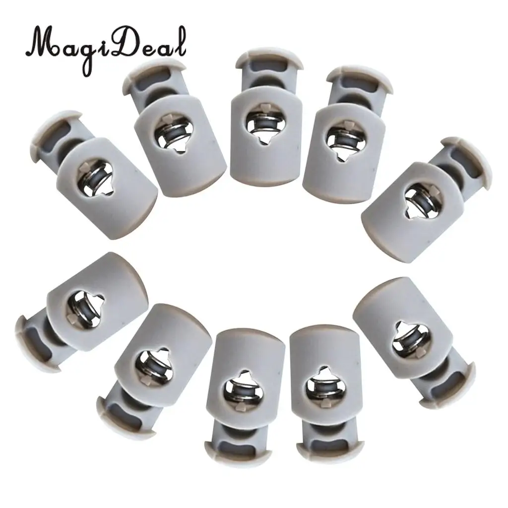 MagiDeal Pack 10 Single Hole Elastic Shock Cord Bungee Rope Barrel Stopper Lock End Toggle Buckles with Metal Spring