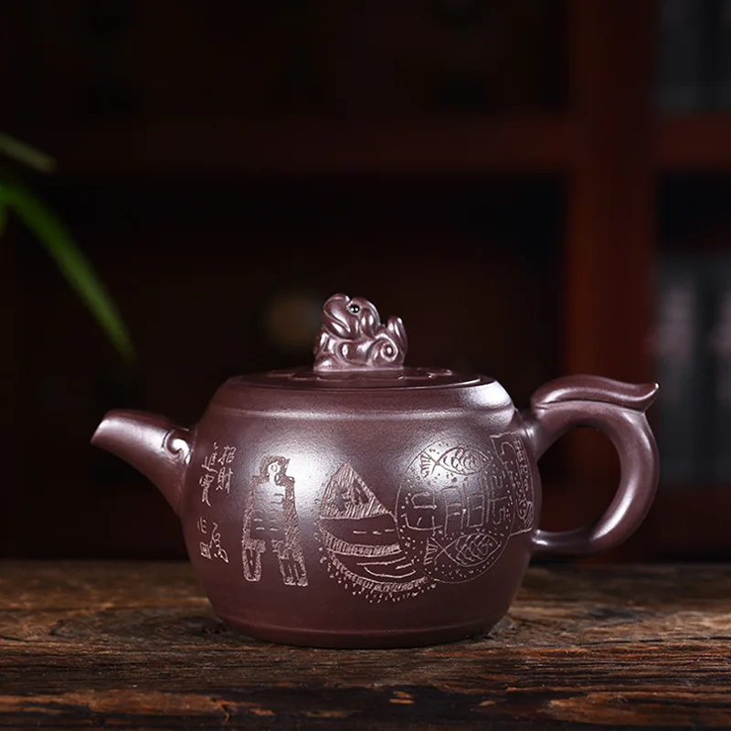 

200ml Yixing Purple Clay Tea Pot Genuine Raw Ore Respect Lion Tea Pot Kung Fu Teapot Bonus 5 Piece Cup Tea Set Free Shipping
