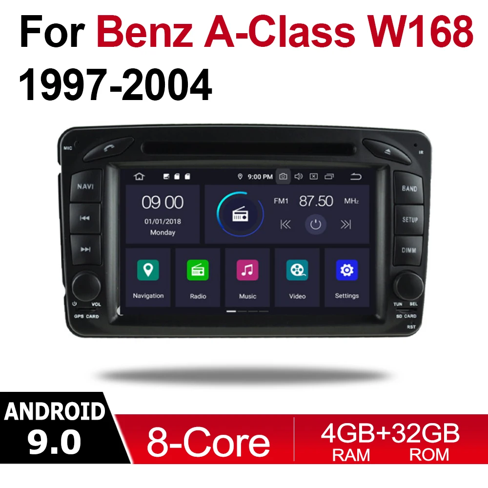 

For Mercedes Benz A Class W168 1997~2004 NTG 2 DIN Car Android 9 GPS Navigation Multimedia system WIFI Bluetooth Radio Amplifier