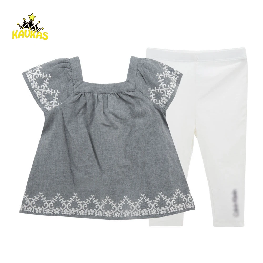 

KAVKAS Baby Clothes Set Infant Cute Dress+Pants Kids Summer Outfits Girls Short Sleeve Embroidery Flowers Shirt Toddler Clothing