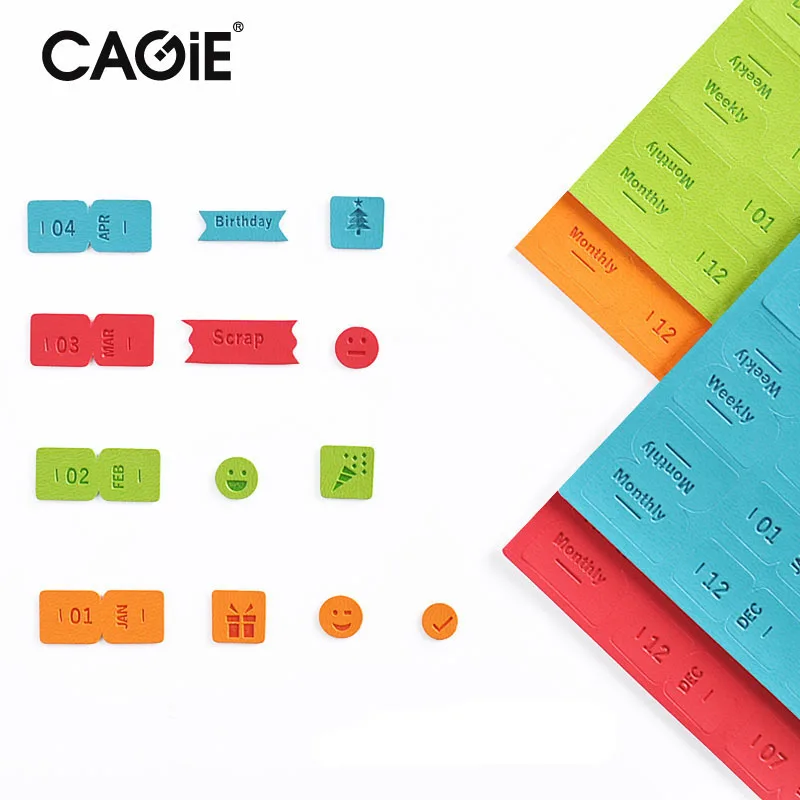 

CAGIE Kawaii Leather DIY Diary Notebook Stickers 5 Colors Cute Expression/Monthly Scrapbook Sticker Emoticons Smile Stickers