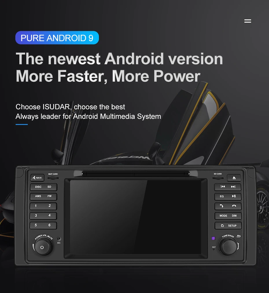 Excellent Isudar 1 Din Android 9 Auto Radio For BMW/E39/X5/E53 Octa Core RAM 4GB ROM 64GB GPS Car Multimedia Stereo System DSP DVD USB DVR 4