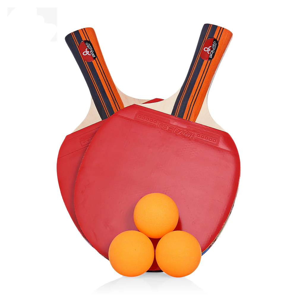 

Table Tennis Ping Pong Racket Outdoor Rubber Two Shake-hand Grip Bat Paddle Training Racket Three Ball with Bag Dropshipping