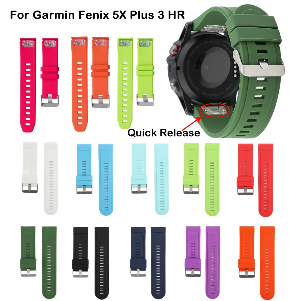 

Hot 26mm Watchband Strap for Garmin Fenix 3 3 HR Watch Quick Release Silicone Easy Fit Wrist Band Strap For Garmin Fenix 5X Plus