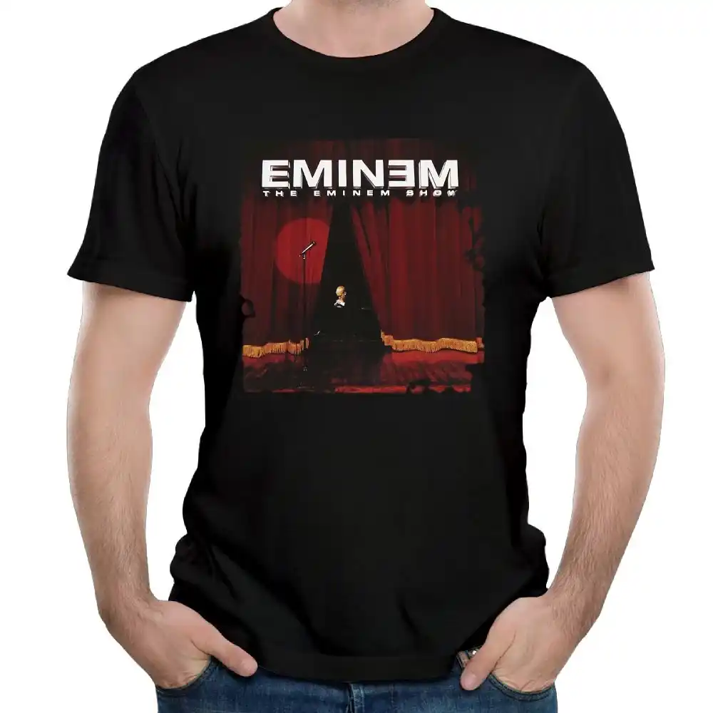 Ulongpoq мужские хлопковые футболки Eminem The черные дизайнерские топы с коротким