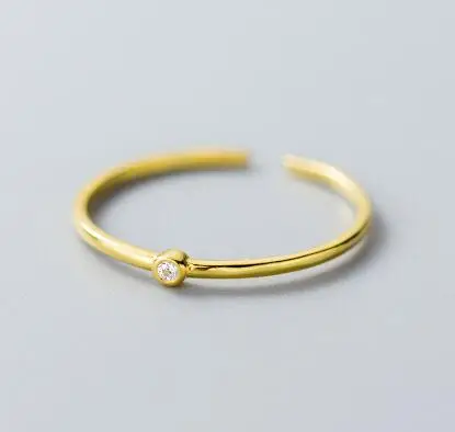 MloveAcc антиаллергенное Оригинальное 925 пробы Серебряное обручальное кольцо для пары гладкое простое CZ обручальное кольцо для мужчин и женщин - Цвет основного камня: Gold Color