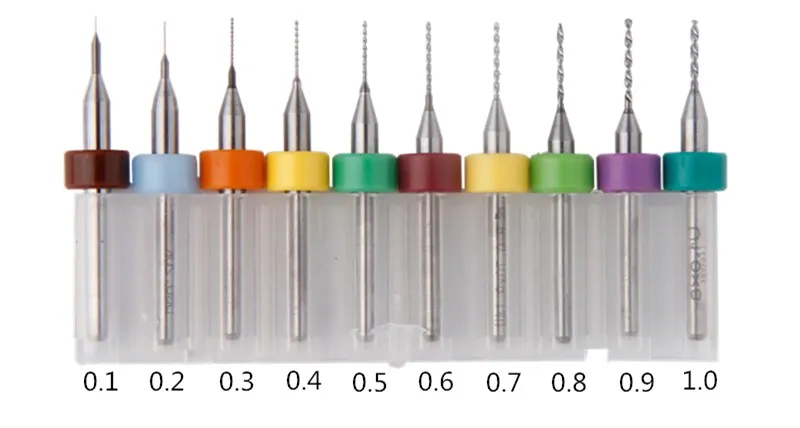 10 шт./компл. мини Бурильные долото комплект 0.1-1.0 мм pcb-сверлильный Бурильные долото S для SMT ЧПУ печати плат Мощность инструмент