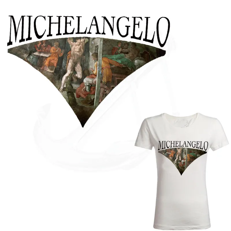 

New Michelangelo patches for clothing 28*19 cm DIY T-shirt hoodie clothing girl patches termoadhesivos transfer