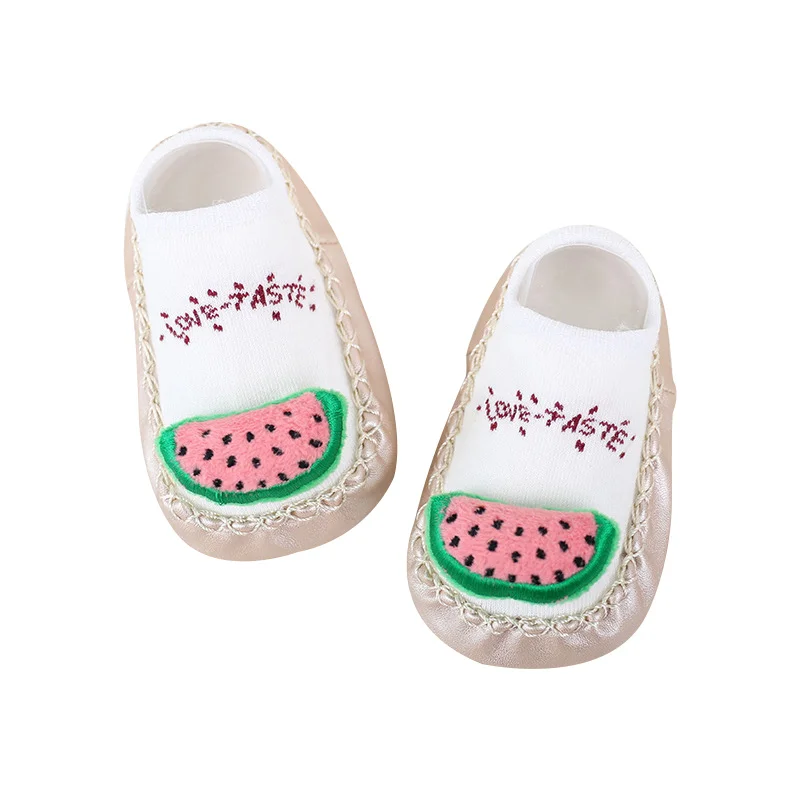 Cute Fruit Shoe Socks For Baby Combed Cotton Anti Slip Boy Girl Floor Socks Leather Sole Newborn Socks 0-12 Months Home Slippers (5)