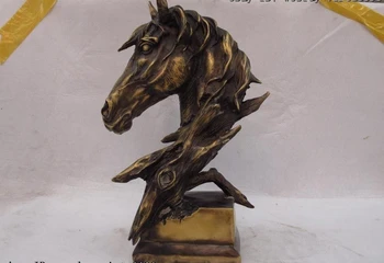 

15.5 Chinese Old Bronze Copper Exquisite Decoration Lucky Horse Head Art Statue