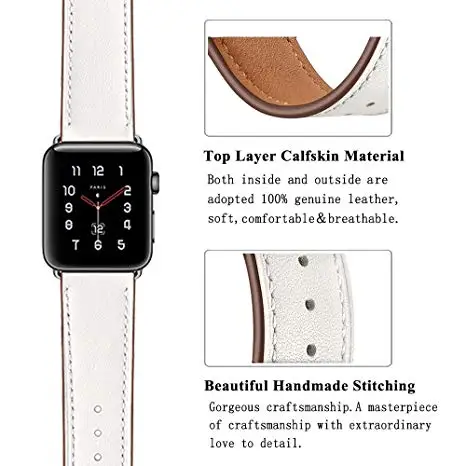 BOX-W совместим с наручных часов Apple Watch 38 мм 40 мм 42 44 мм часы с кожаным ремешком ремешок для iwatch серии 1, 2, 3, 4 года