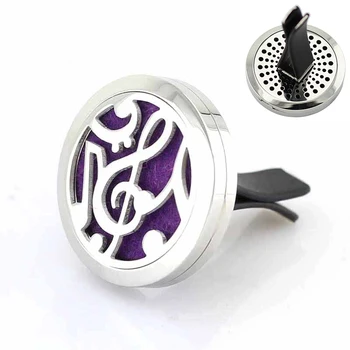 

30mm Stainless Steel Music note Car Air Freshener Aromatherapy Essential Oil Diffuser