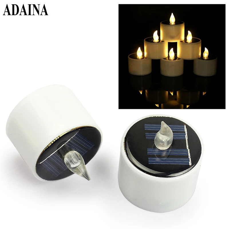 Yellow Solar Power LED Light Candles Flameless Electronic Solar LED