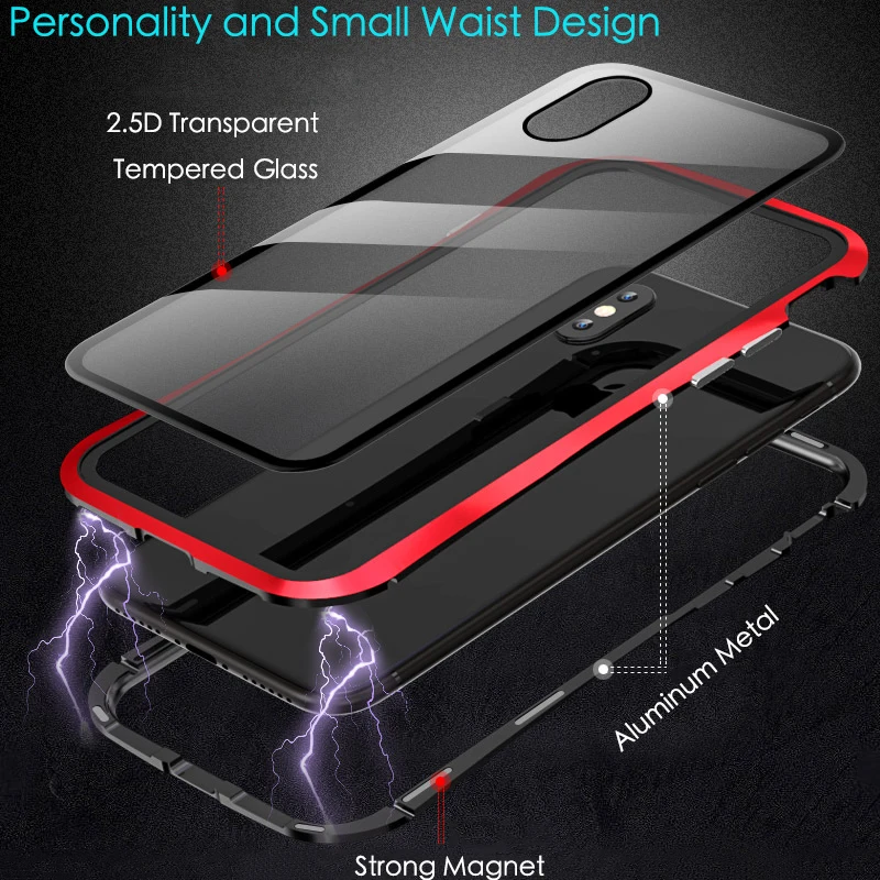 Для iPhone X XS MAX XR чехол Магнитная Адсорбция маленькая Талия алюминий металлический