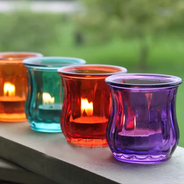 Romantic Color Glass Candle Holder Creative Tealight Candle Cup Party