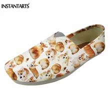 INSTANTARTS/Дизайнерские женские туфли на плоской подошве с изображением животных корги/мопса; летние дышащие лоферы; модная прогулочная обувь с квадратным носком