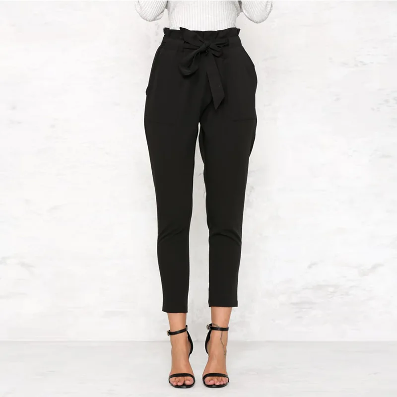 high waisted bow trousers