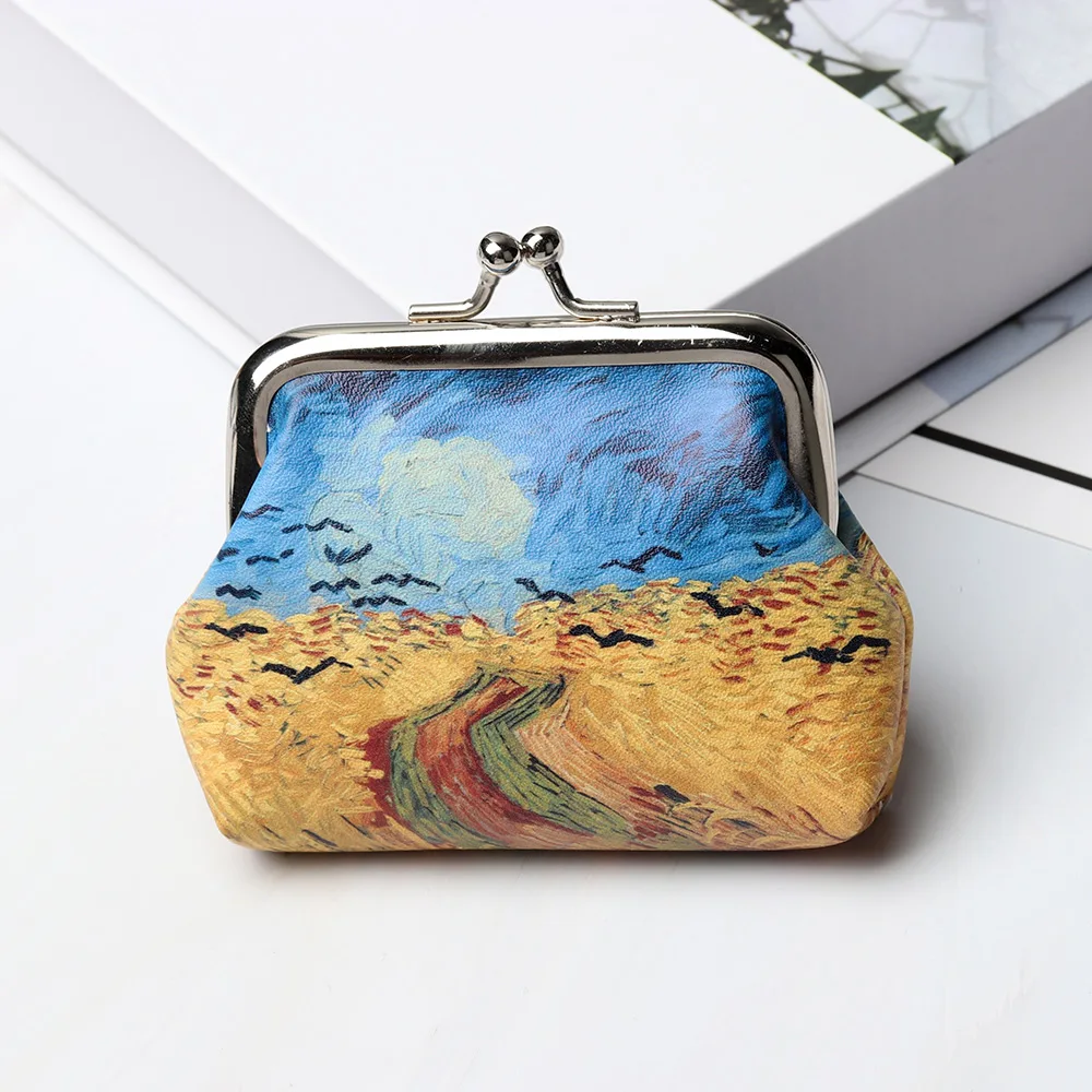 1Pcs Famous Van Gogh Oil Printing Small Wallet For Women Landscape Flower Pattern Mini Hasp Coin Purses Money Card Handbags