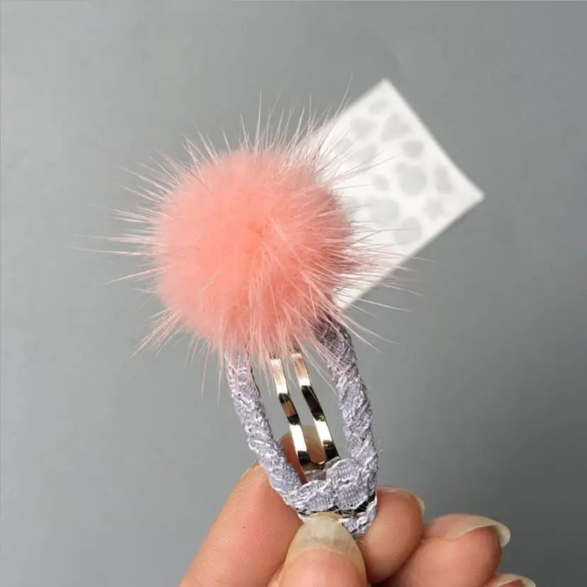 

Women Pom Pom Furry Ball Hair Clip Kids Lovely Hair Girls Hair Accessories Princess Barrette Children Headwear Hairpins J601