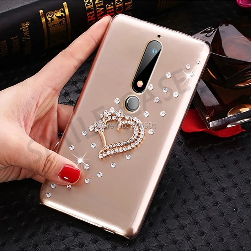 

Smile Case for Nokia 6 2018 Funda 5.5 inch Transparent plastic Rhinestone Cover for Nokia 6.1 Cases for Nokia 6 2018 Phone Cover
