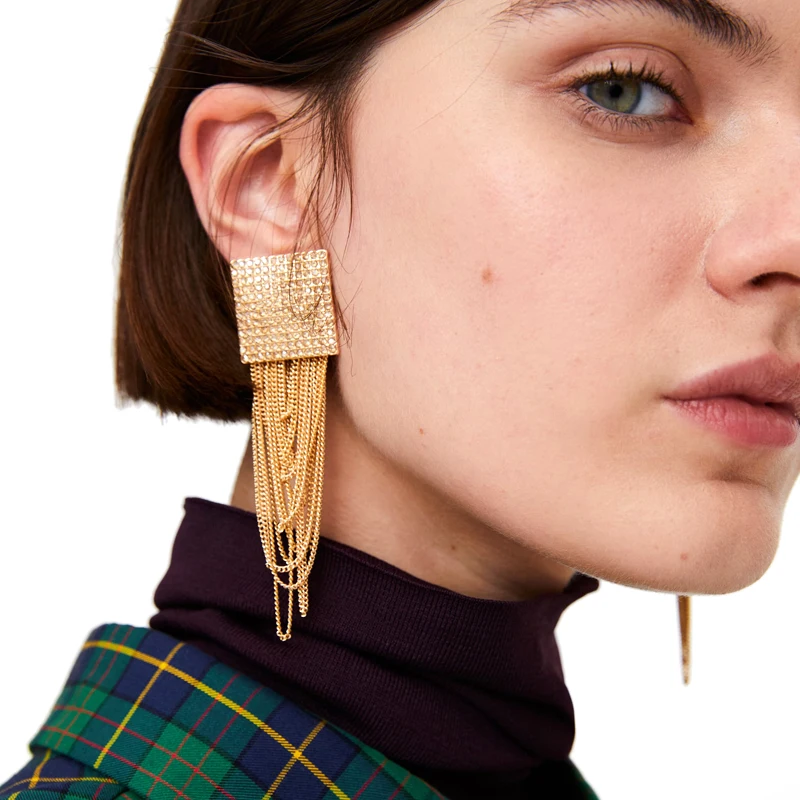 

Vodeshanliwen New za Metal Chain Long Earrings For Women 2018 Bohemian Geometric Tassel Dangle Earrings Accessories Wholesale