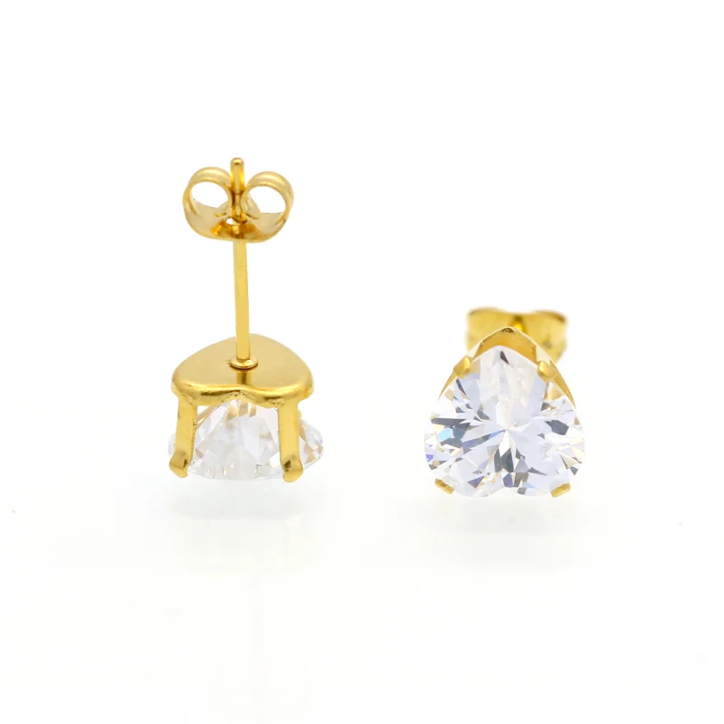 Женские серьги гвоздики в форме сердца с фианитом|heart stud earrings|stud earringsstud earrings for women