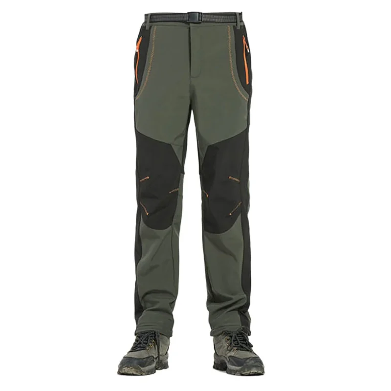 Outdoor Men Windproof Waterproof Softshell Fleece Snow Pants Hiking