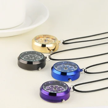 

New Fashion Women Necklace Watch Top Luxury Insert Diamond Turntable Leather Rope Quartz Watch Clock Ladies Girls Exquisite Gift