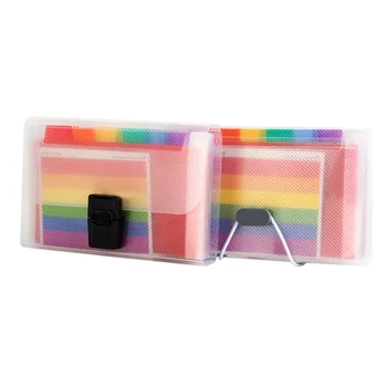 

13 Grids A6 Document Bag Cute Rainbow Color Mini Bill Receipt File Bag Pouch Folder Organizer File Holder Office Supply HOT