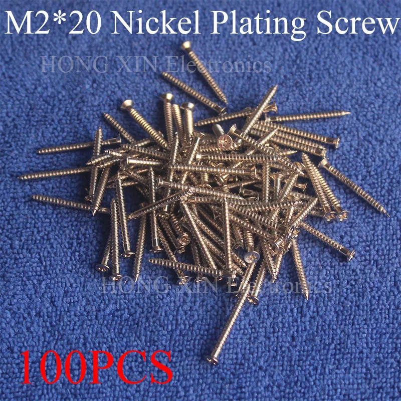 100Pcs M2 Phillip Plain Screws and bolts M2x20mm Nickel