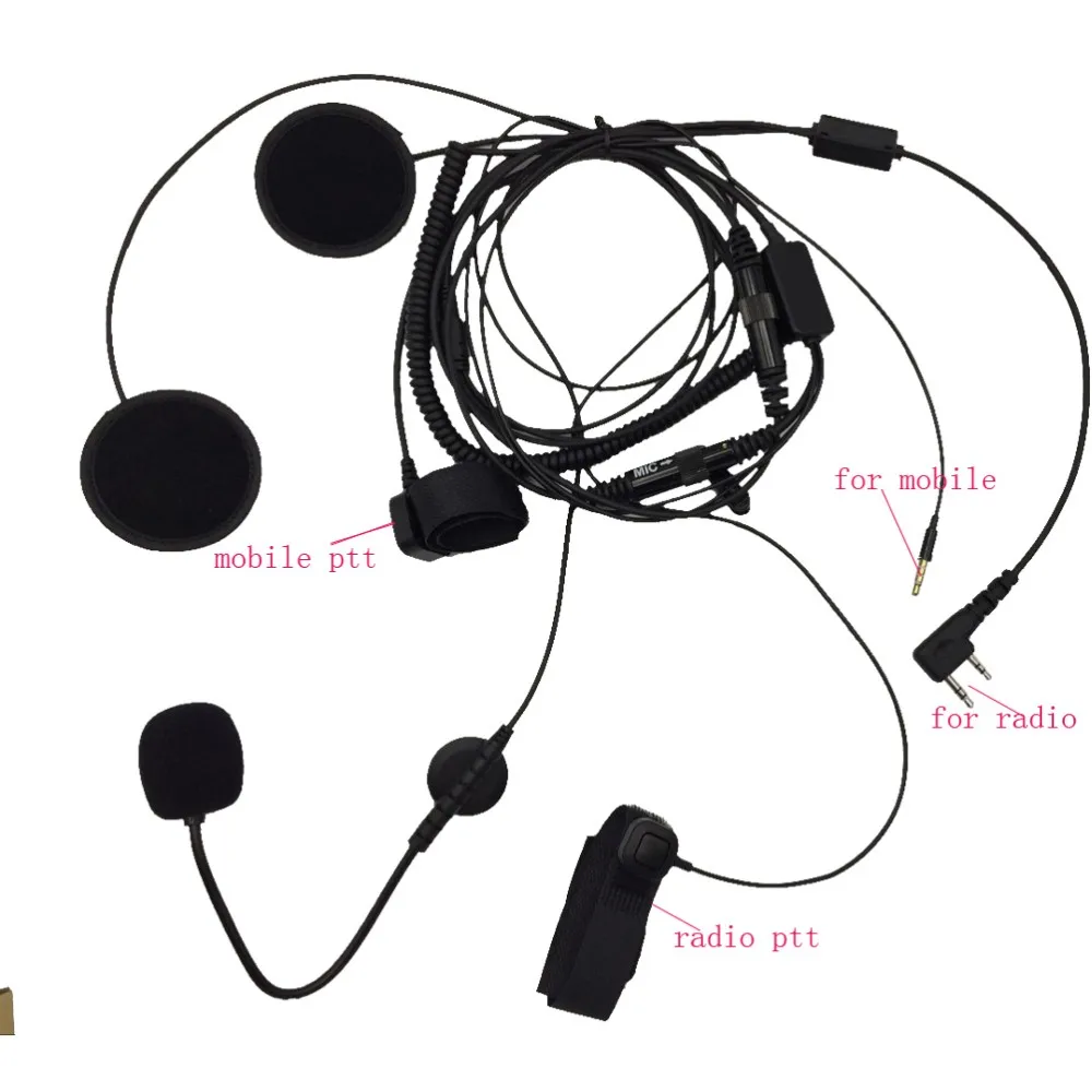 Double Finger PTT Motorcycle Helmet Headset Microphone for Kenwood BAOFENG WOUXUN TYT for 3.5MM  Mobile Phones Walkie Talkie  (2)