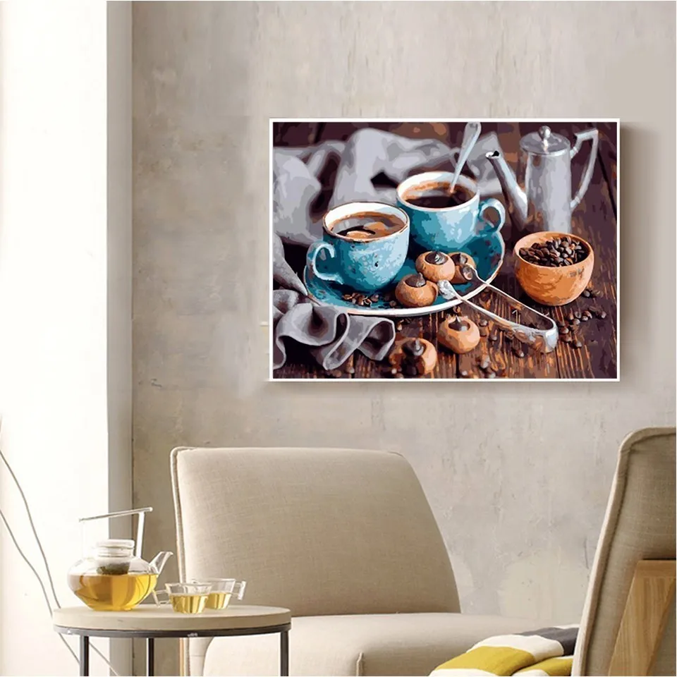 Картина azqsd по номерам кофейный торт DIY современный дом настенные художественные наборы изображений акриловая Ручная роспись картина маслом для подарка 40x50