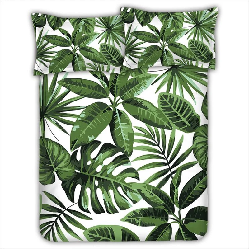

inzra Home garden wind green leaves of plants four sets of full sets of thermal transfer quilt cover set of 4