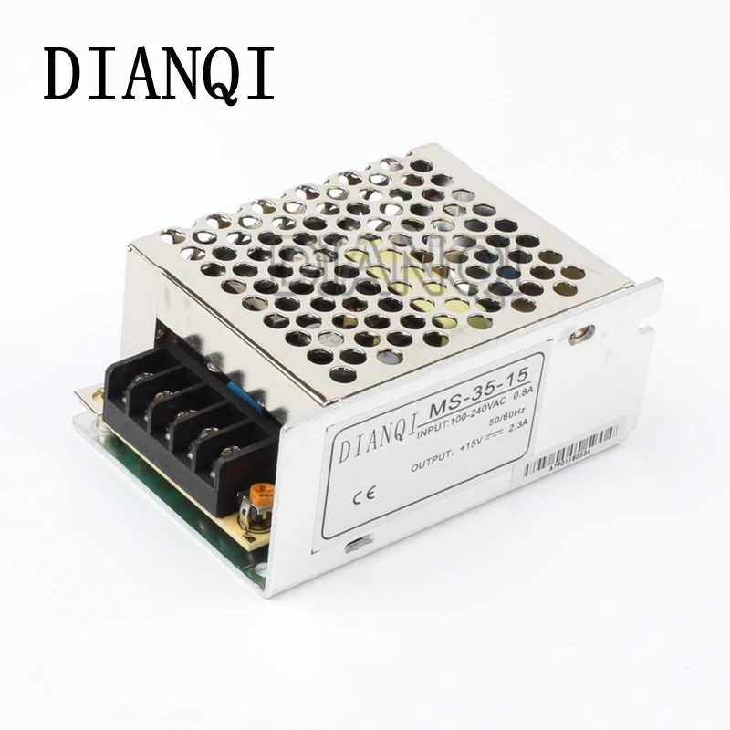 DIANQI блок питания 35 Вт 15 в 2.4A блок питания 35 Вт 15 в мини-размер din led ac dc преобразователь ms-35-15
