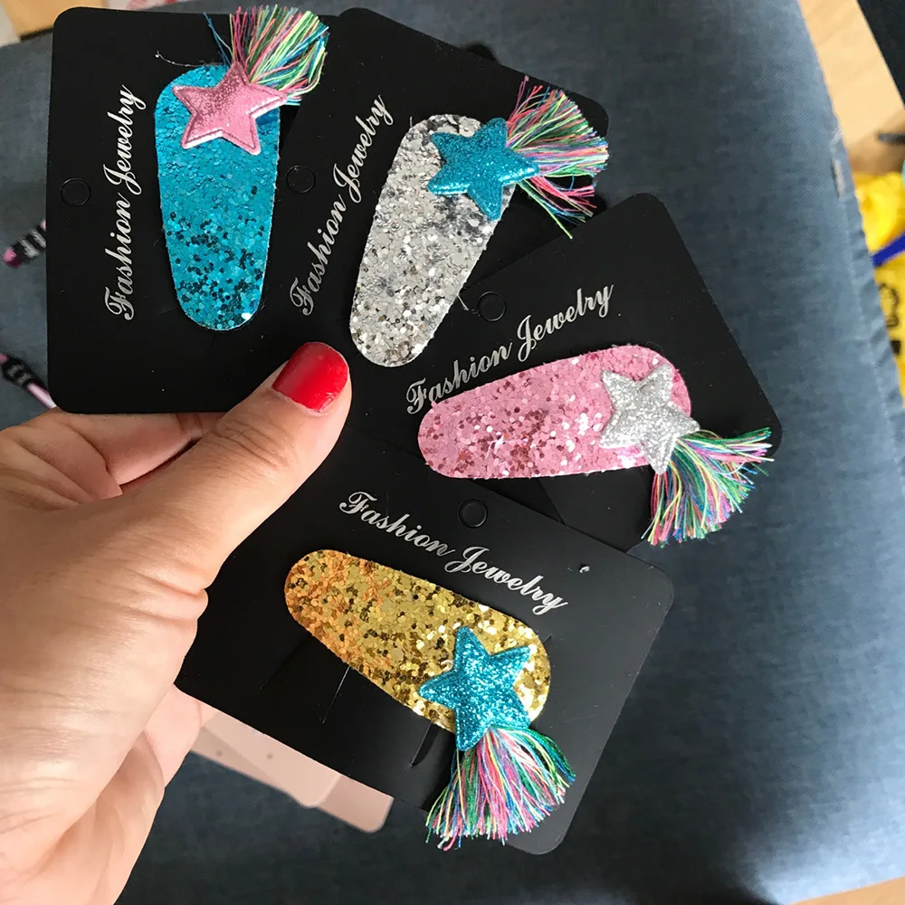 

Glitter Star Tassel Girls BB Hair Clips Unicorn Rainbow Colorful Kids Hair Pins Theme Party Headwear Hair Accessories