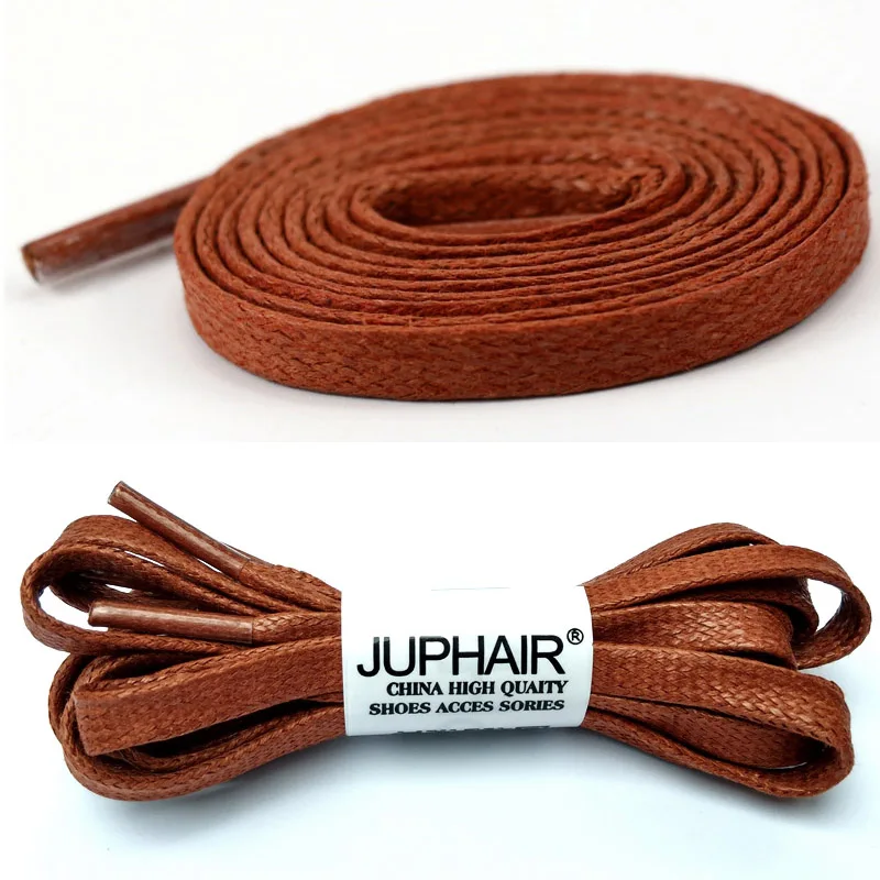 JUP1-12 Pair Red Brown Flat Waxed Dress Canvas Shoelaces Sneakers Boots Shoelace Unisex String Colors Shoes Laces High Quality