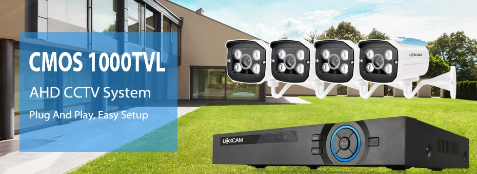 LOXCAM 4CH HDMI 1080P dvr комплект 8 шт. 1000TVL Металл IP66 Водонепроницаемая уличная камера CCTV камера система видеонаблюдения