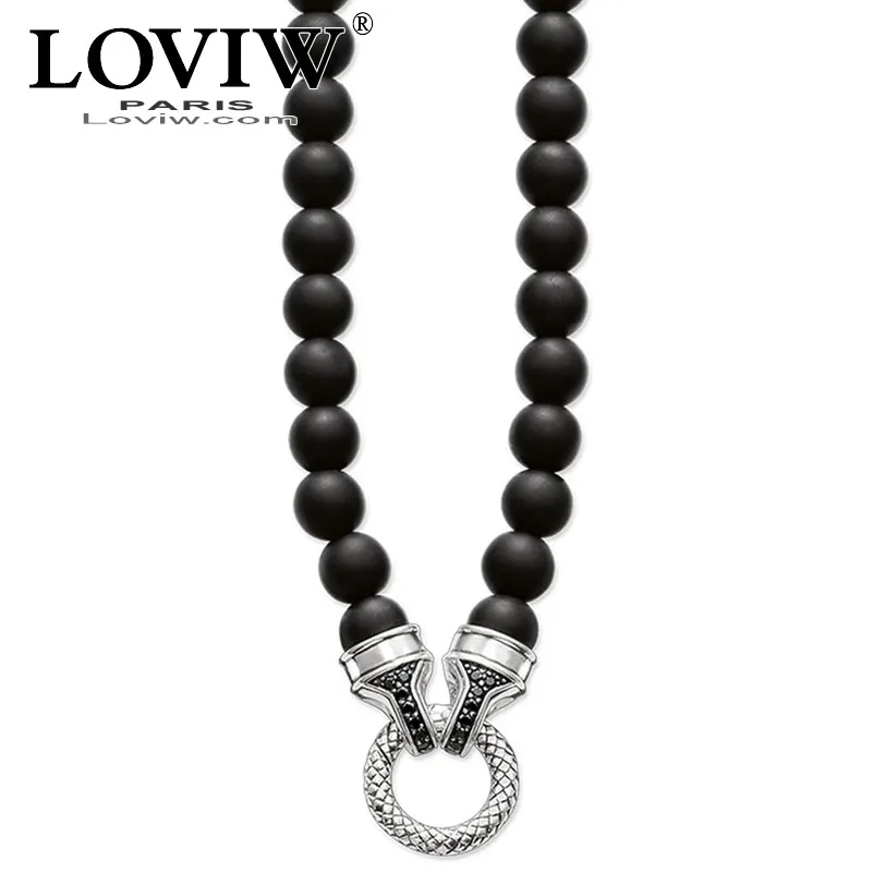 

Beads Necklace Obsidian Brand New Strand Fashion Jewelry Thomas sabor Style Cross Bijoux punk Gift For party Men & Women Friend