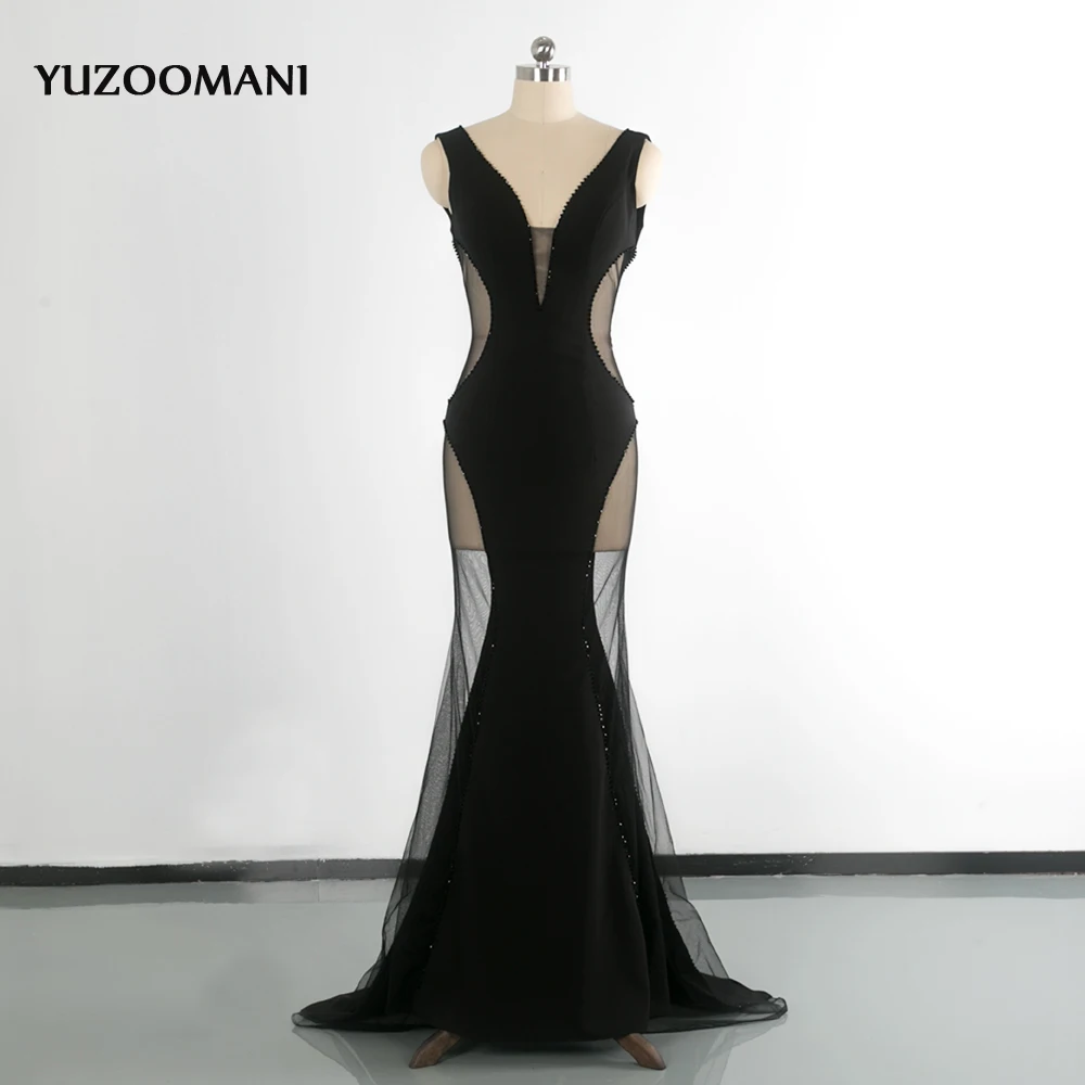 Вечернее платье YUZOOMANI с v-образным вырезом, украшенное бисером, с открытой спиной, пикантный вечерний наряд для выпускного вечера, длинное