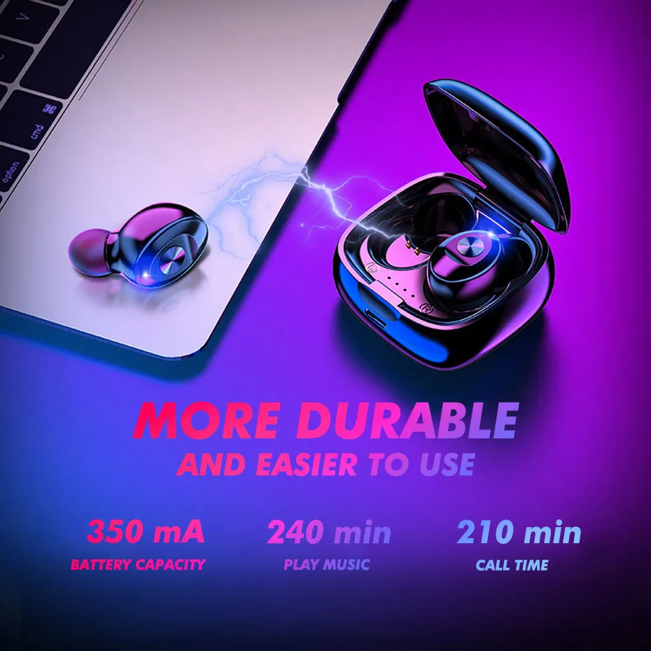 

2019 New Wireless Bluetooth Earphones 5.0 True Wireless Earbuds Headset HIFI Sound Sport for smartphone