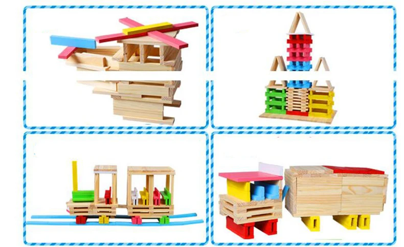 Деревянные 150 шт Строительные блоки детские развивающие пространство мышление игрушка Деревянный Баланс домино