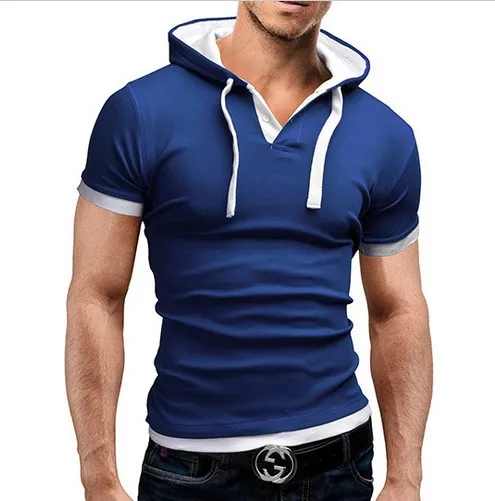 

Men'S T Shirt 2018 Summer Fashion Hooded Sling Short-Sleeved Tees, Male Camisa Masculina T-Shirt Slim Tops 4XL ADong