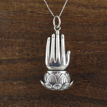 

925 Solid Sterling Silver Fashion Jewelry Buddhism Namaskar Lotus Namaste Yogo Zen Pendant A2776